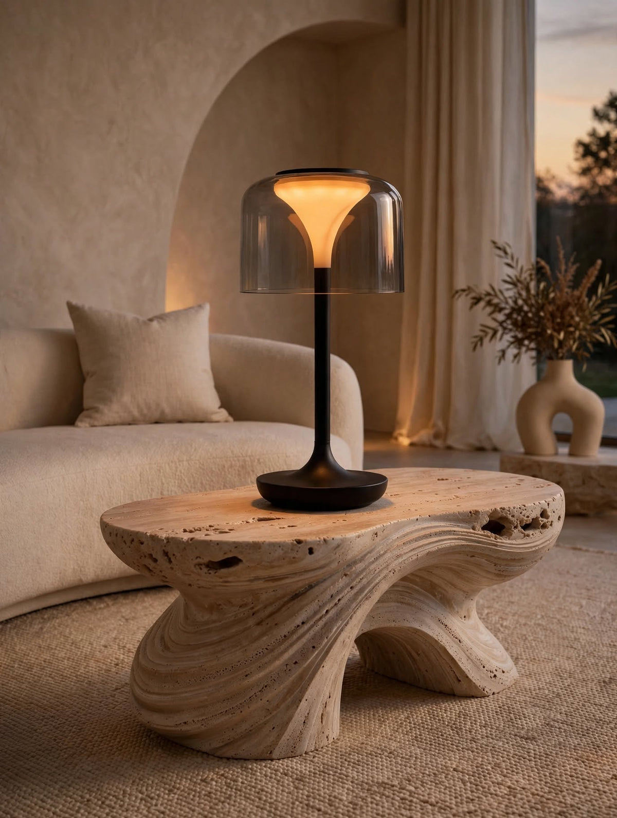 Aurora LED Table Lamp Smoky Grey Dome