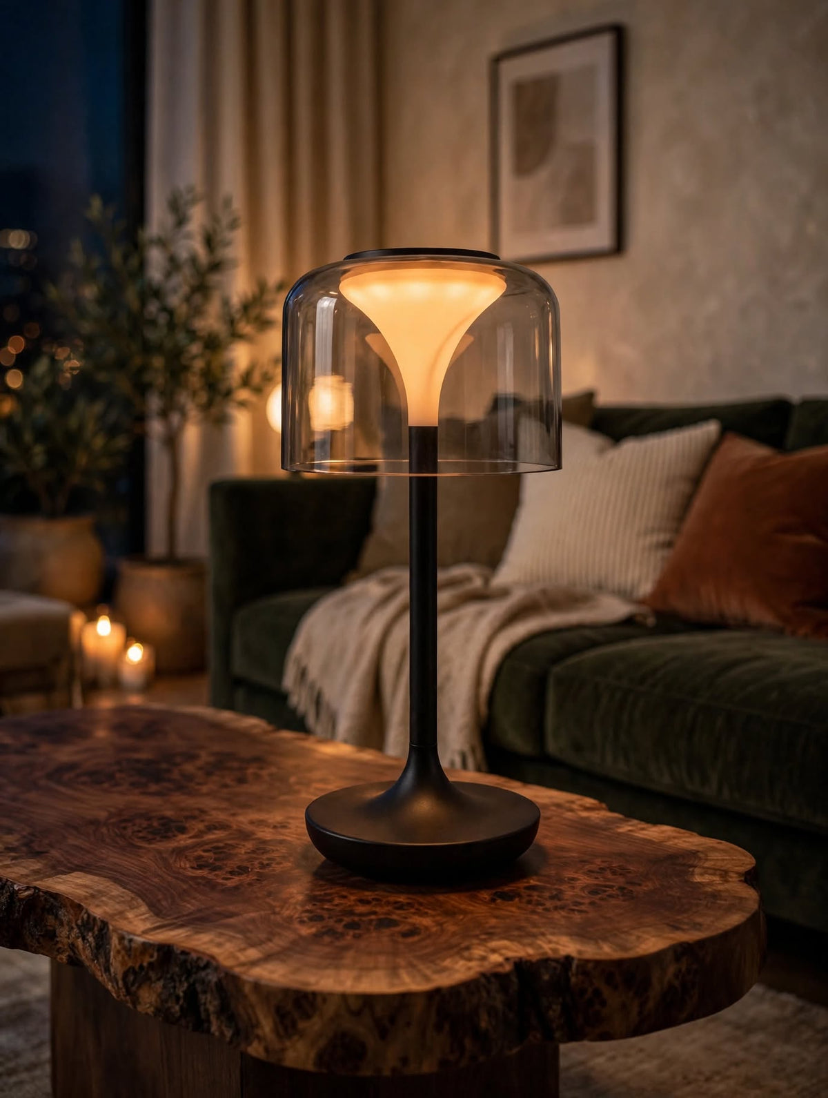 Aurora LED Table Lamp Smoky Grey Dome